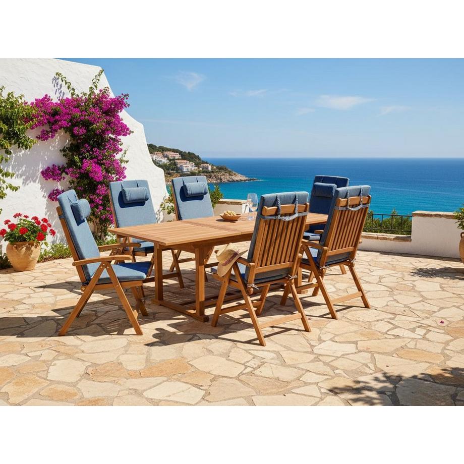 Beliani Set da pranzo per giardino con sedie en Legno d'acacia Mediterraneo JAVA PREMIUM  
