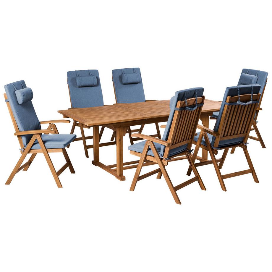 Set da pranzo per giardino con sedie en Legno d'acacia Mediterraneo JAVA PREMIUM