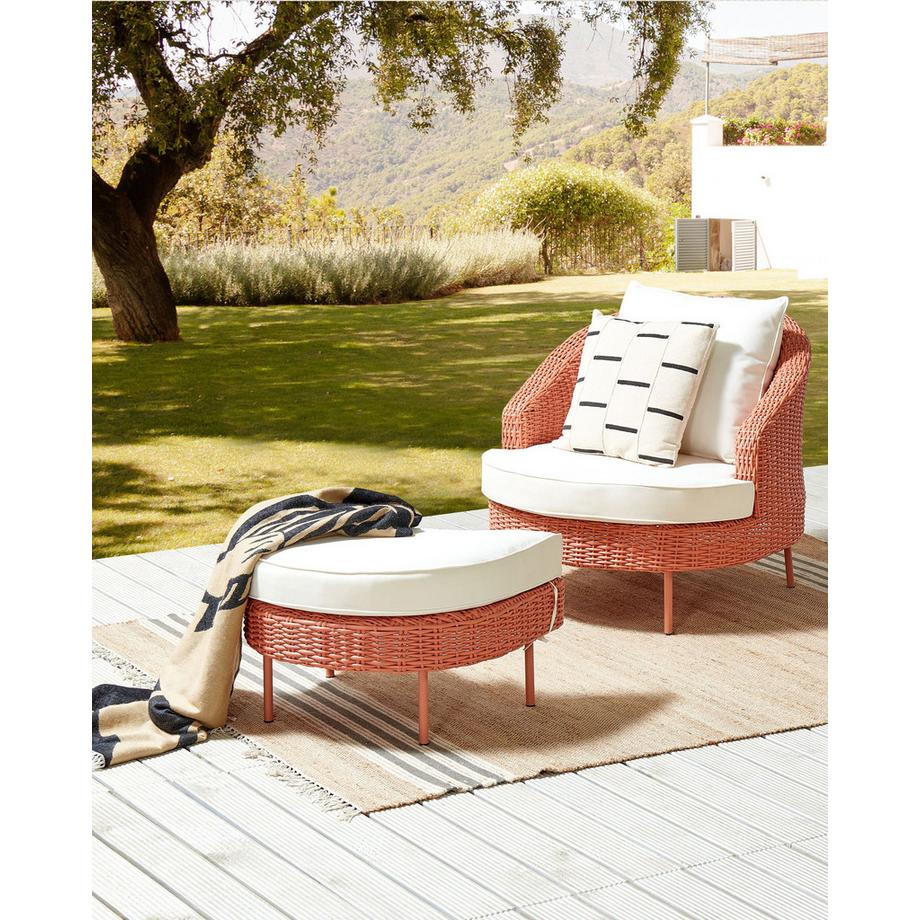 Beliani Fauteuil de jardin avec ottoman en Polyrotin Boho ARCILLE  