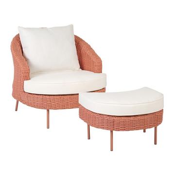 Fauteuil de jardin avec ottoman en Polyrotin Boho ARCILLE