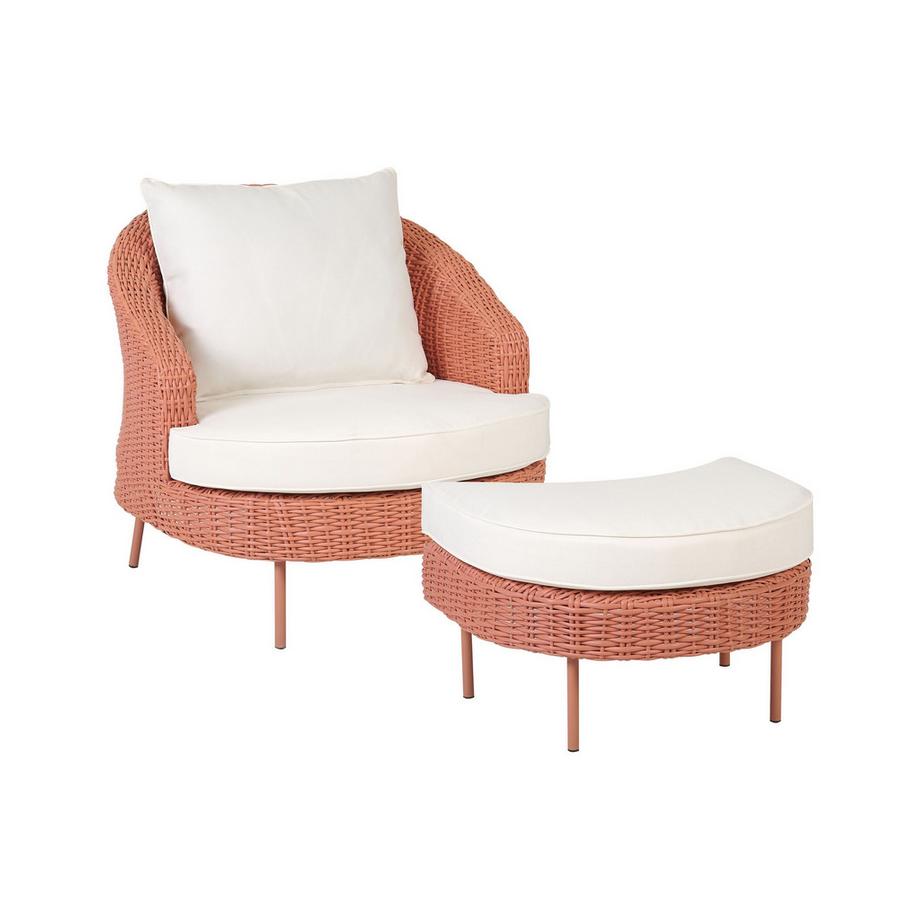 Beliani Fauteuil de jardin avec ottoman en Polyrotin Boho ARCILLE  