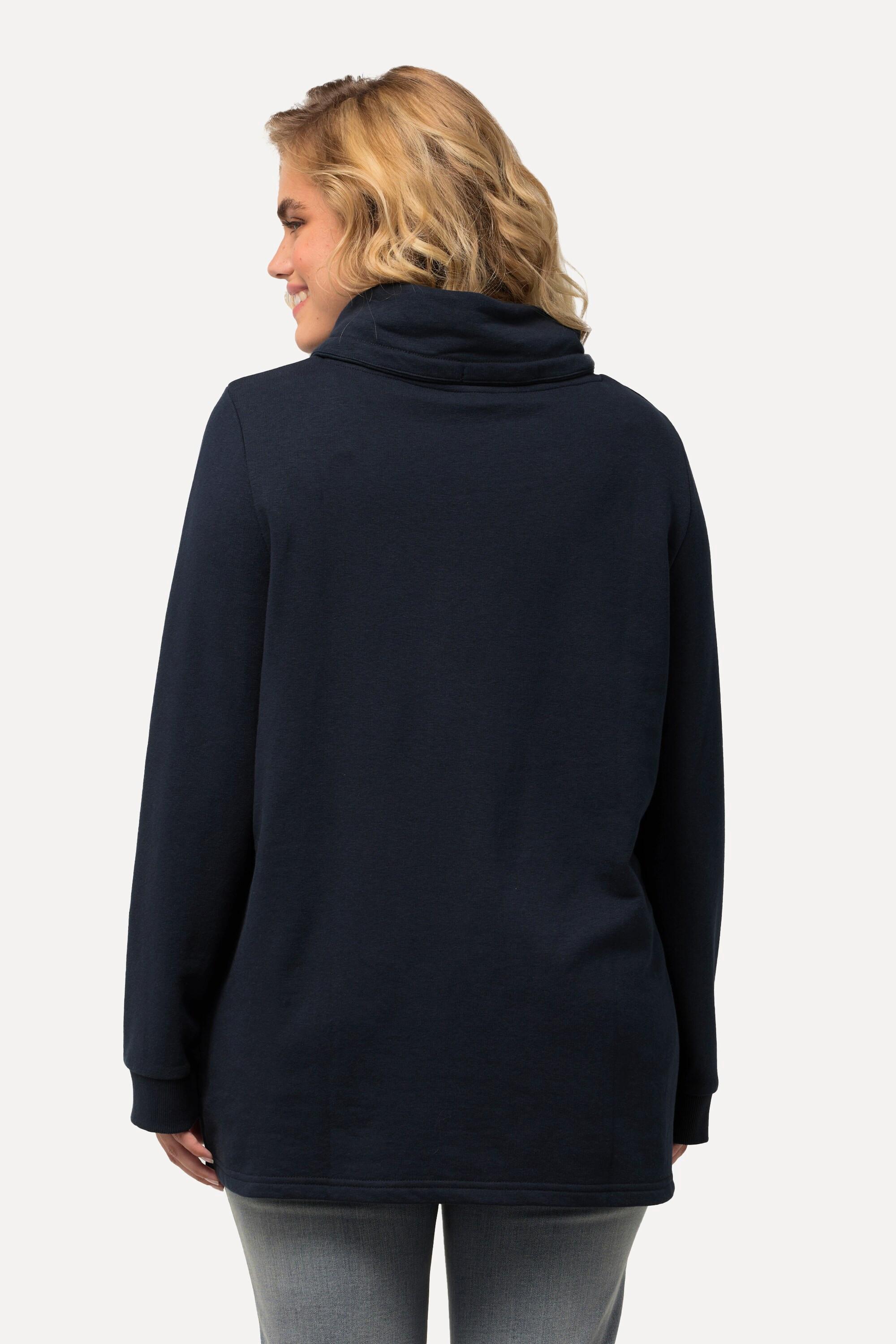 Ulla Popken  Sweat-shirt col montant et manches longues. Imprimé « salut ». 