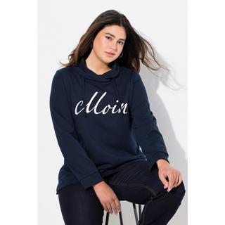 Ulla Popken  Sweat-shirt col montant et manches longues. Imprimé « salut ». 