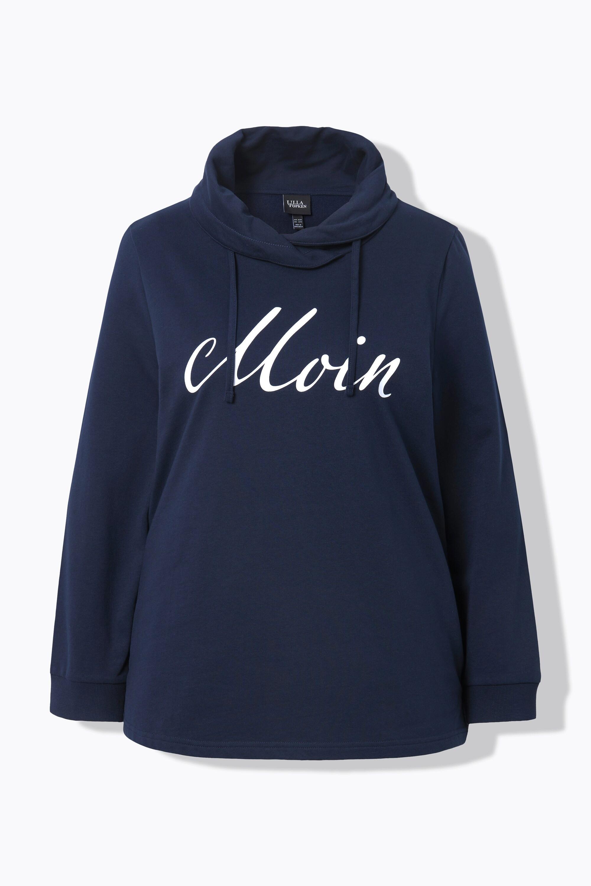 Ulla Popken  Sweat-shirt col montant et manches longues. Imprimé « salut ». 