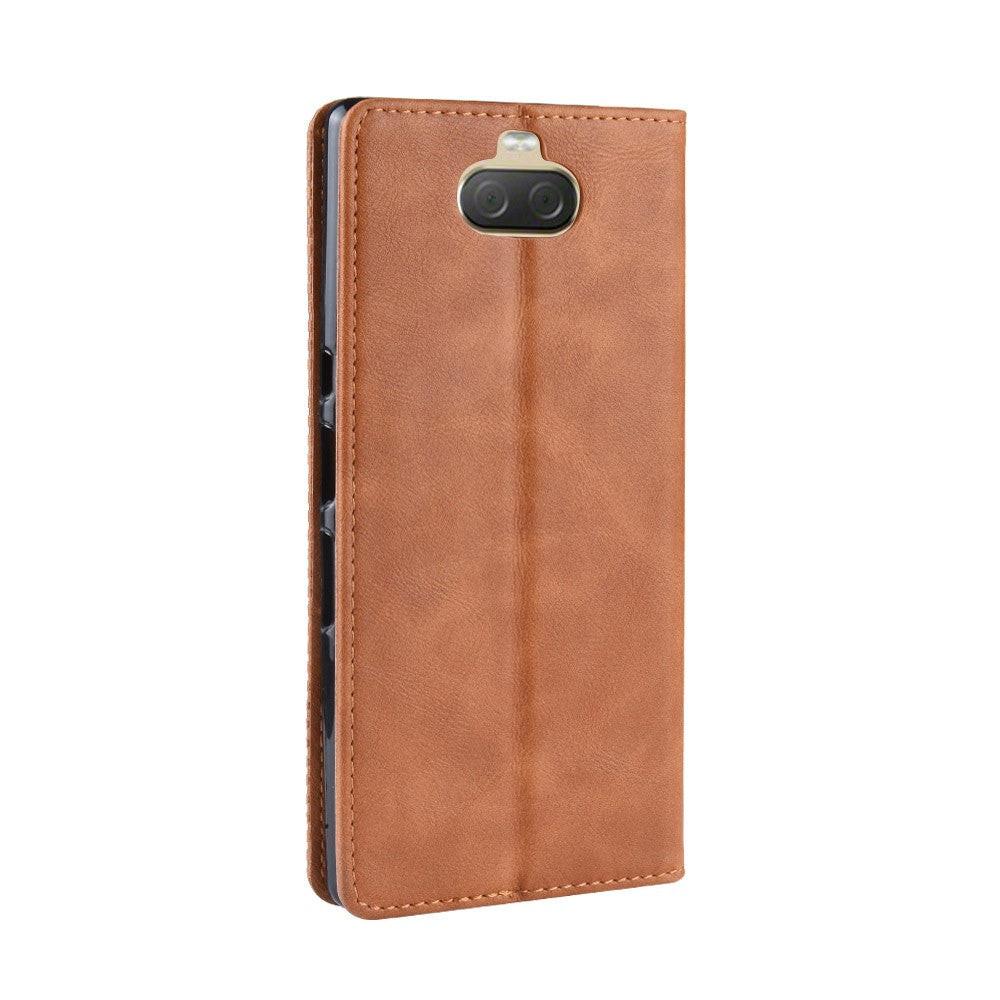 Cover-Discount  Sony Xperia 10 Plus - Vintage Flip Case In Wildleder Optik Braun 