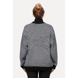 Ulla Popken  Pull oversize à col montant et manches longues, motif vagues 