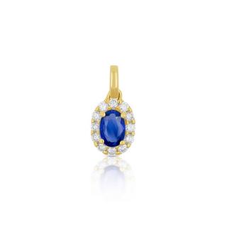 MUAU Schmuck  Anhänger Gelbgold 750 Saphir 0.65ct. Brillanten 0.24ct. 16x8mm 