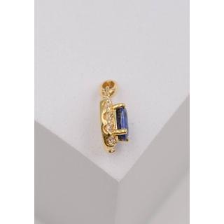 MUAU Schmuck  Anhänger Gelbgold 750 Saphir 0.65ct. Brillanten 0.24ct. 16x8mm 