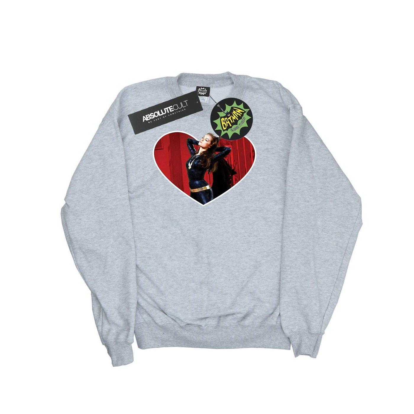 Image of Batman Tv Series Catwoman Heart Sweatshirt Mädchen Grau 152-158
