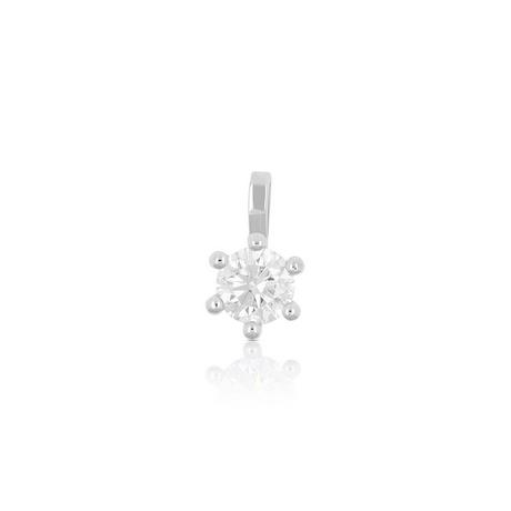 MUAU Schmuck  Solitär Anhänger 6-Griff-Fassung Weissgold 750 Diamant 0.50ct. 9x8mm 