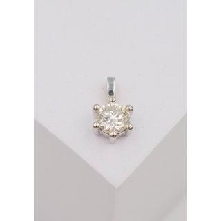 MUAU Schmuck  Solitär Anhänger 6-Griff-Fassung Weissgold 750 Diamant 0.50ct. 9x8mm 