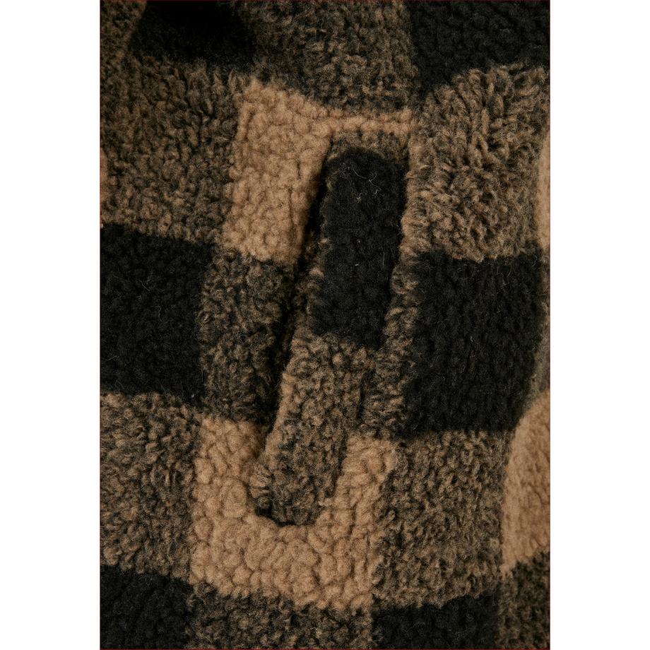 URBAN CLASSICS Kapuzen Oversized Kariertes Sherpa Fleece  
