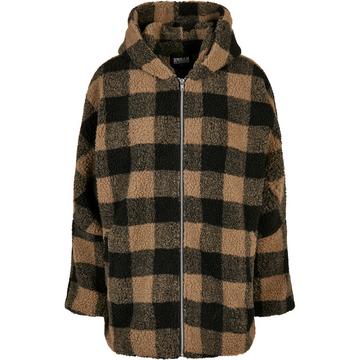 Polaire femme grandes tailles  hooded oversized check sherpa