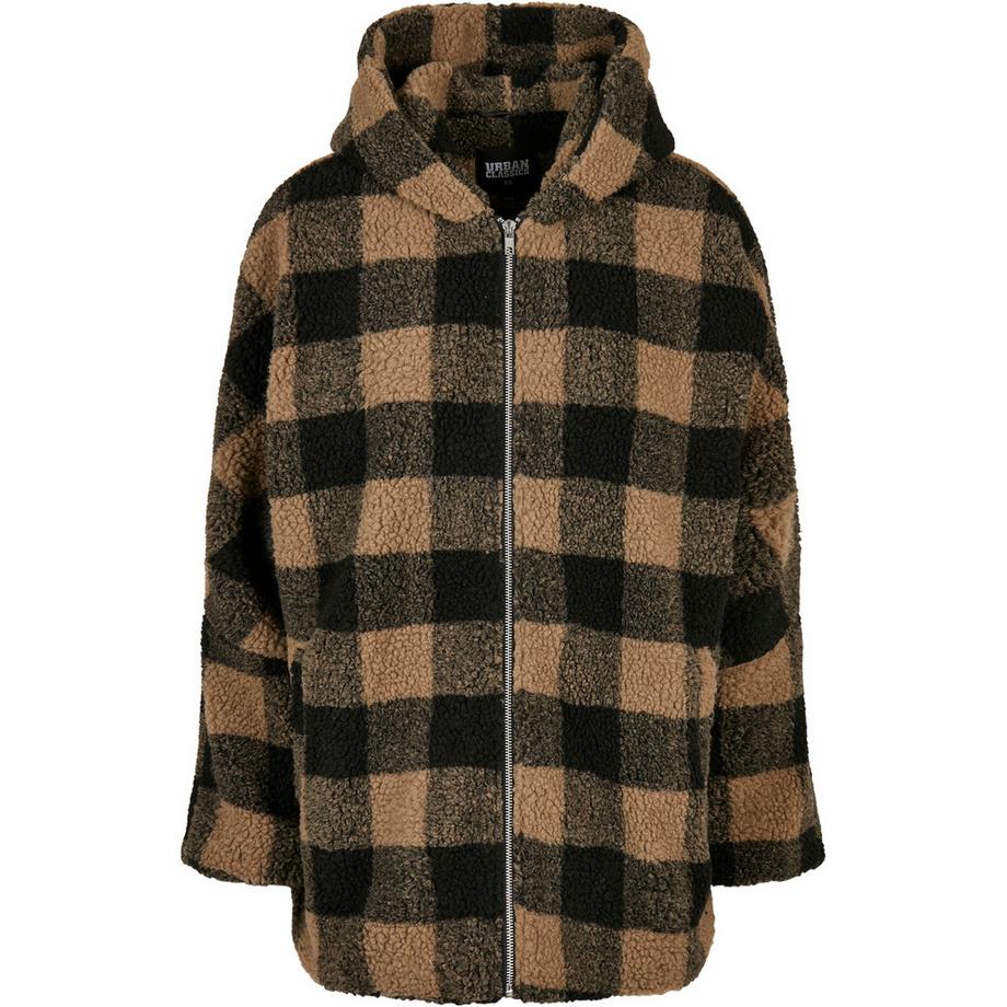 URBAN CLASSICS Kapuzen Oversized Kariertes Sherpa Fleece  