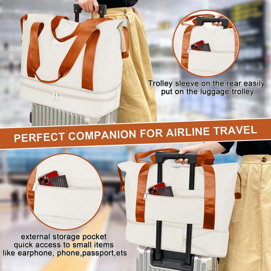 Only-bags.store Sac de voyage pliable avec compartiment à chaussures et compartiment humide hydrofuge  