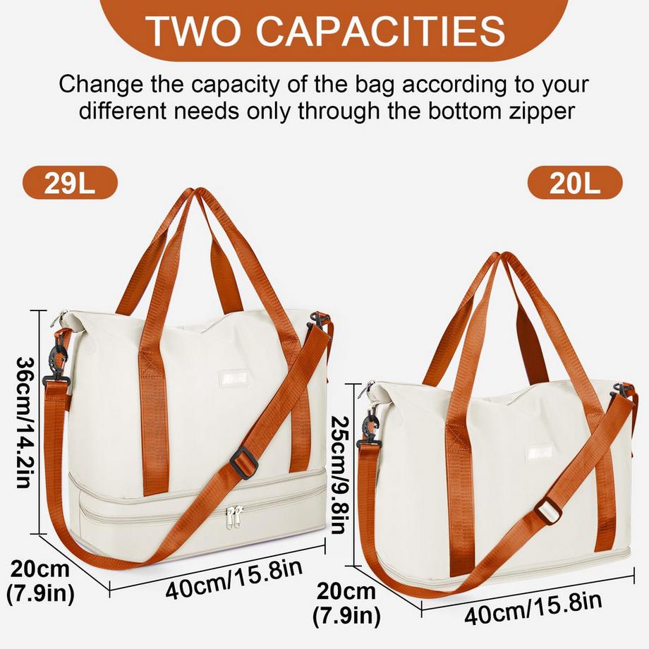 Only-bags.store Sac de voyage pliable avec compartiment à chaussures et compartiment humide hydrofuge  