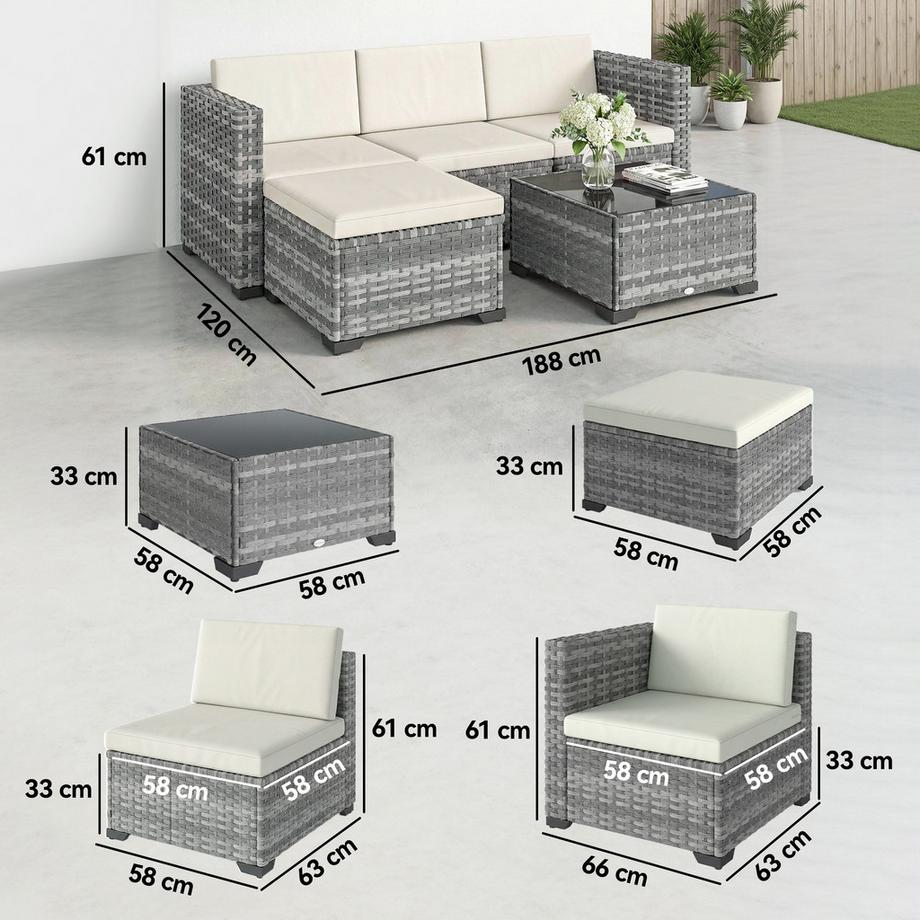 Outsunny Rattan Gartenmöbel Set  