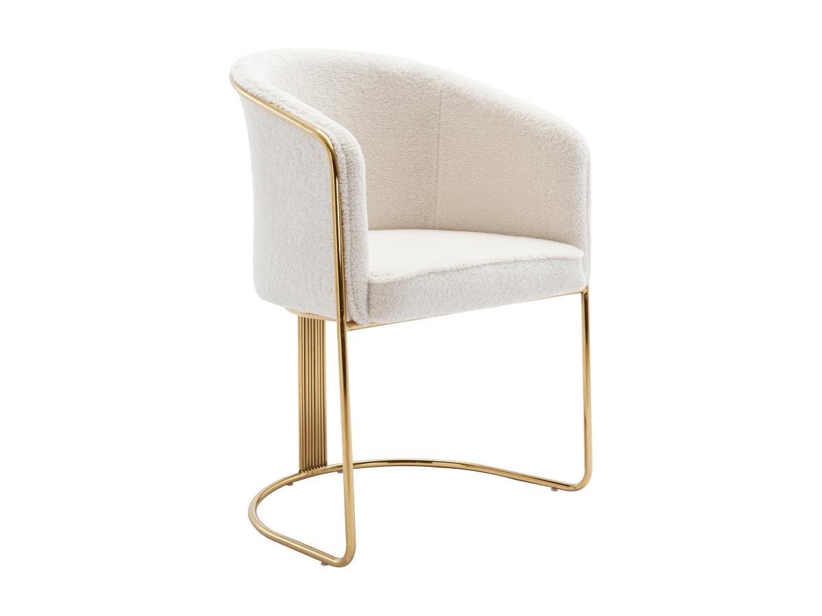 PASCAL MORABITO Sedia con braccioli in Tessuto bouclé e Metallo Bianco e Dorato  - JOSETHE di Pascal MORABITO  