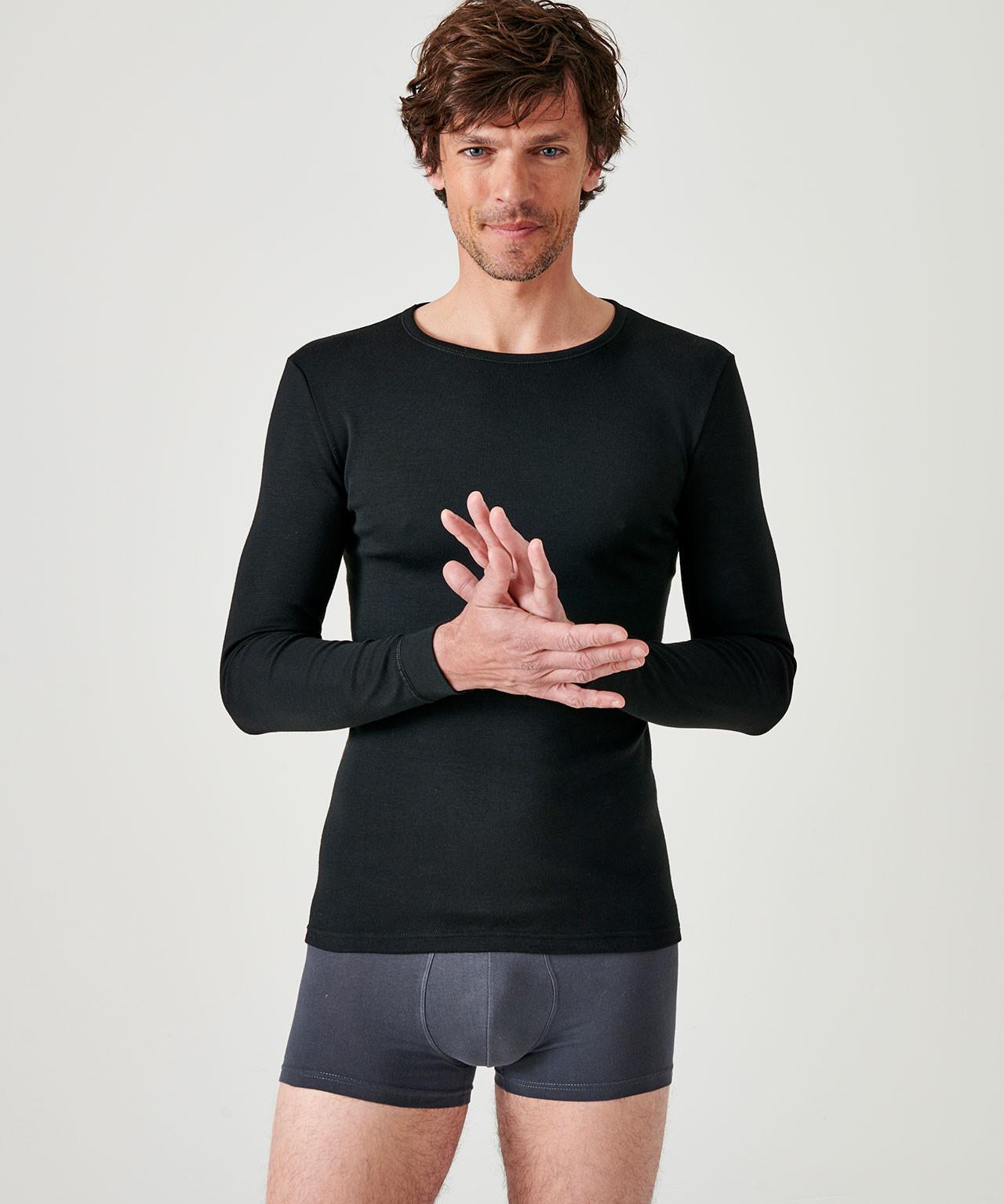 Image of Langärmeliges Shirt, Wärmegrad Medium 3. Herren Schwarz M