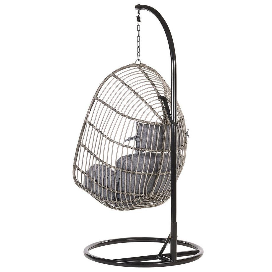 Beliani Poltrona sospesa con supporto da pavimento en Rattan sintetico Retrò CASOLI  