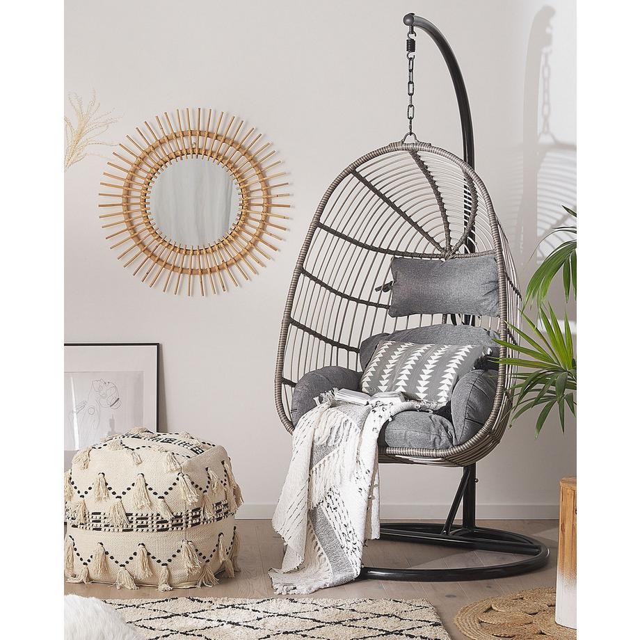 Beliani Poltrona sospesa con supporto da pavimento en Rattan sintetico Retrò CASOLI  