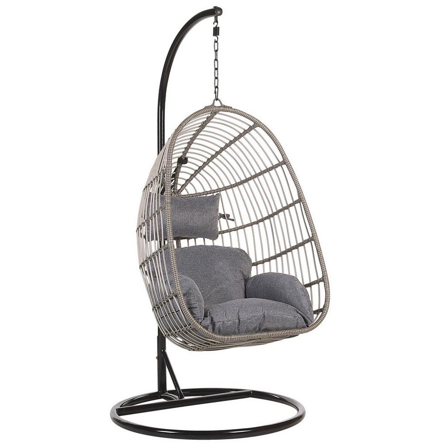 Beliani Poltrona sospesa con supporto da pavimento en Rattan sintetico Retrò CASOLI  