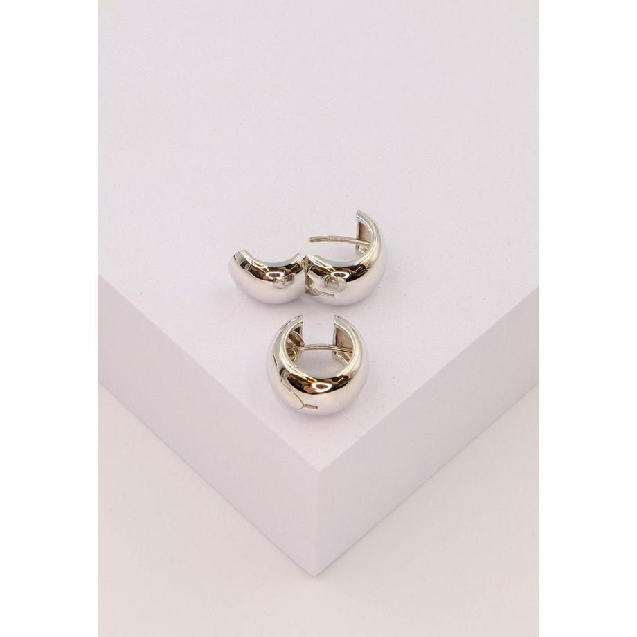 MUAU Schmuck  Creolen Weissgold 750 Scharnier bombiert 17mm 