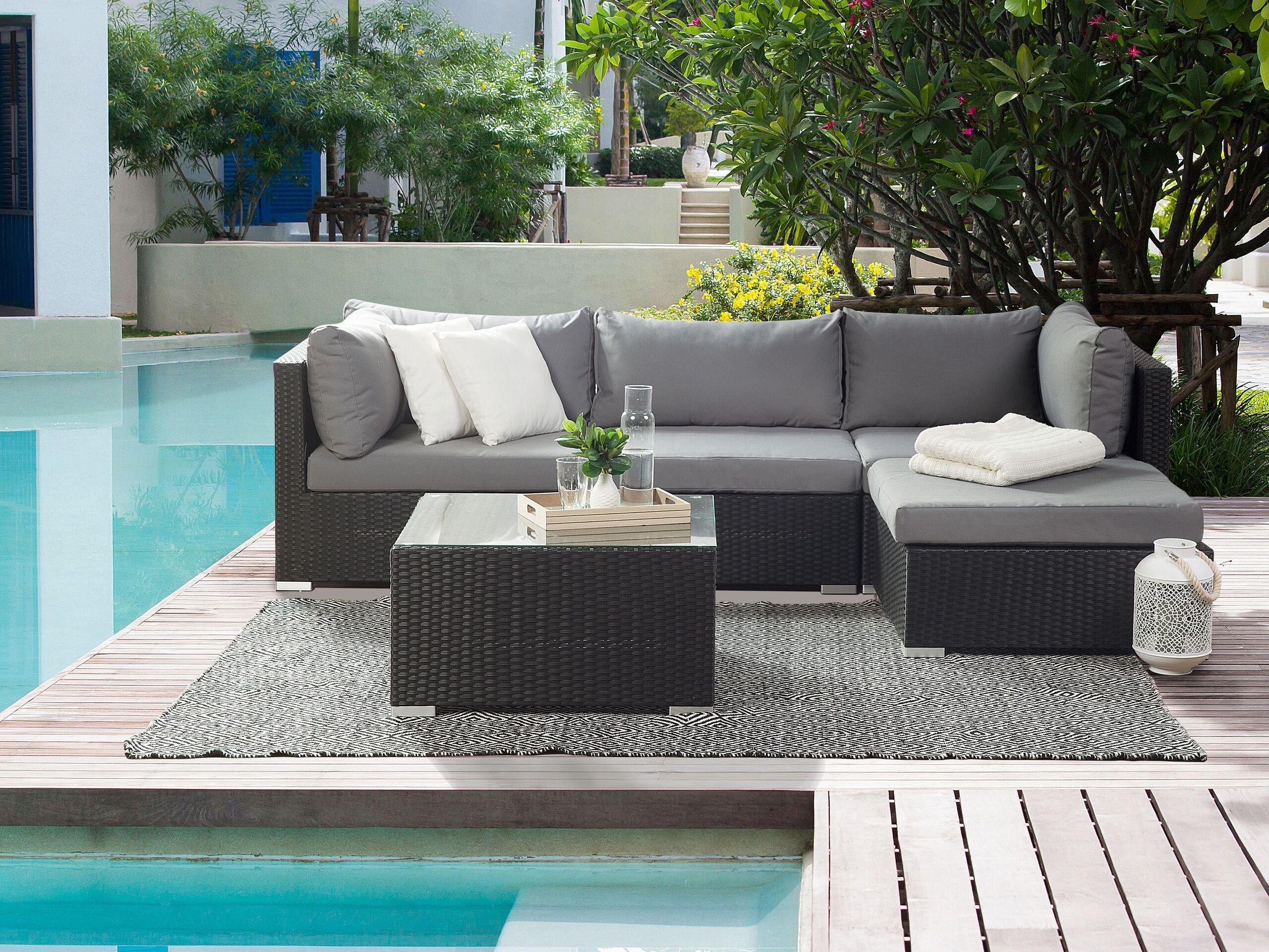 Beliani Set lounge pour jardin en Polyrotin Boho SANO  