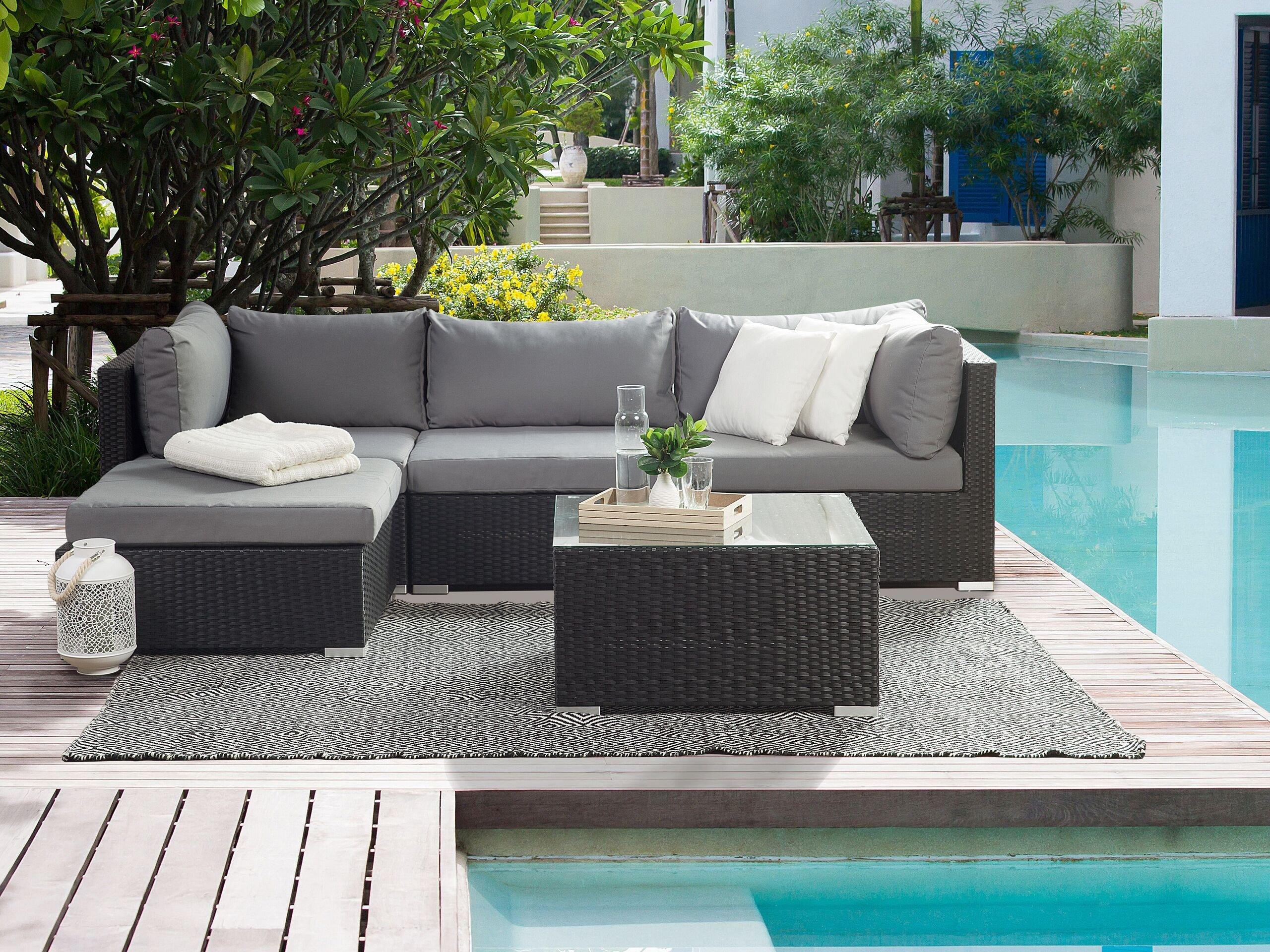 Beliani Set lounge pour jardin en Polyrotin Boho SANO  