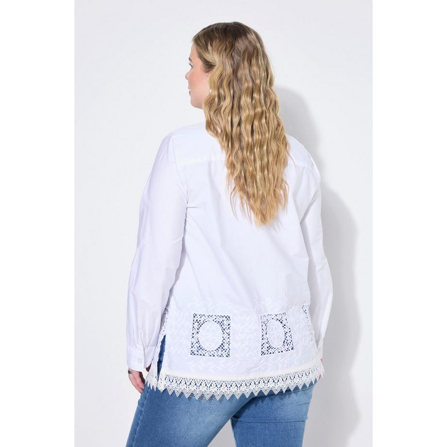 Studio Untold Chemisier Boxy Shape Dentelle Ajourée à la Base  