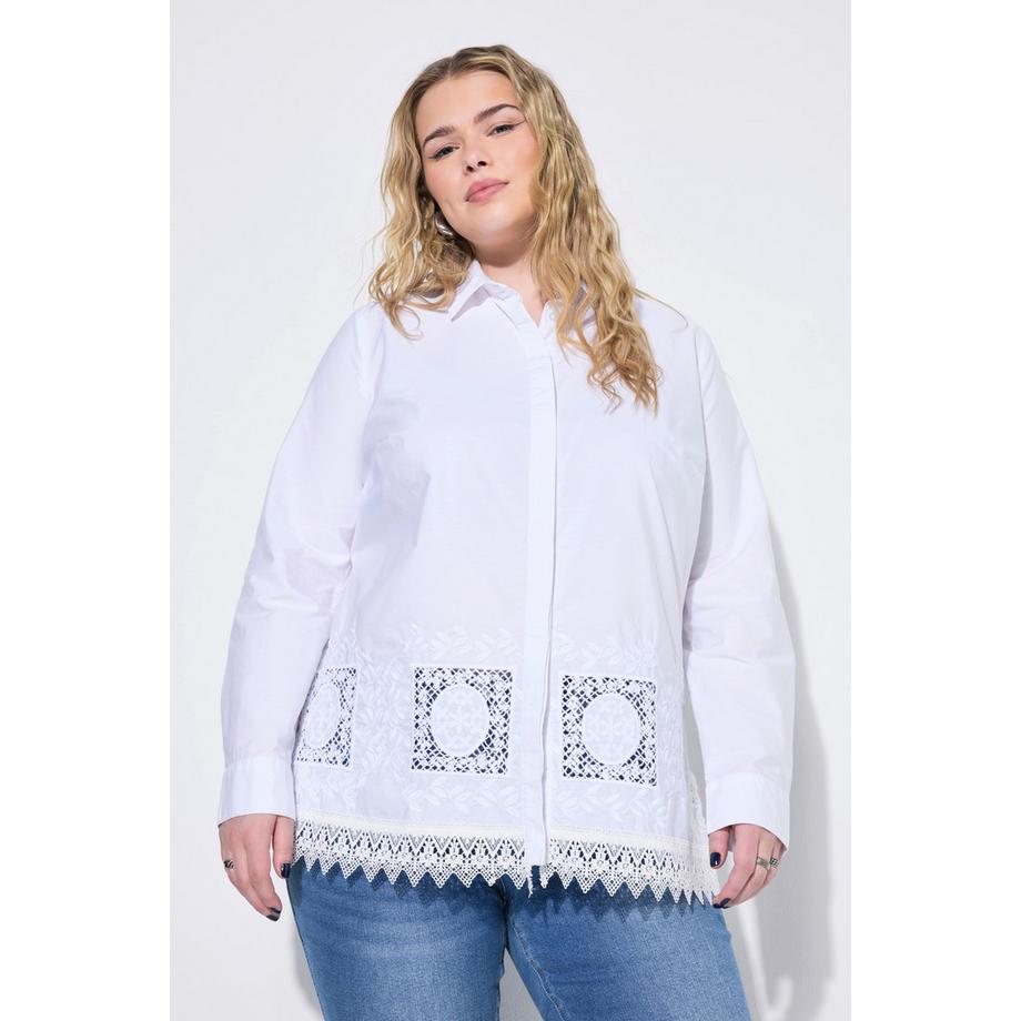 Studio Untold Chemisier Boxy Shape Dentelle Ajourée à la Base  