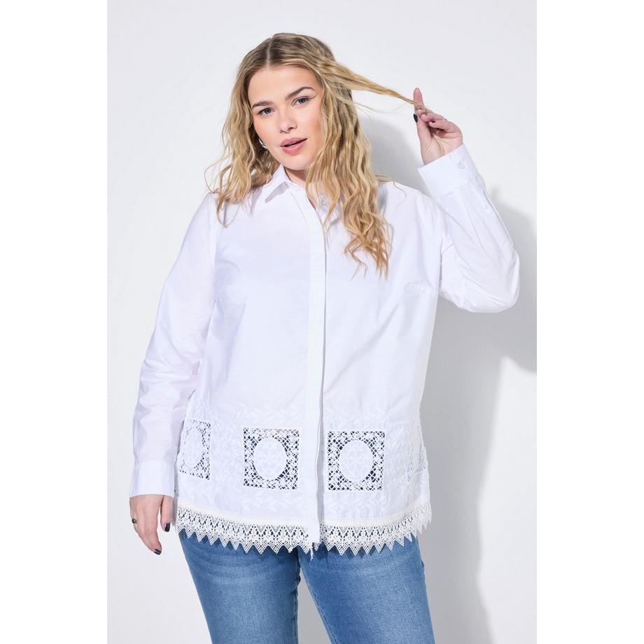 Studio Untold Chemisier Boxy Shape Dentelle Ajourée à la Base  