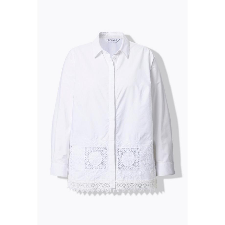 Studio Untold Chemisier Boxy Shape Dentelle Ajourée à la Base  