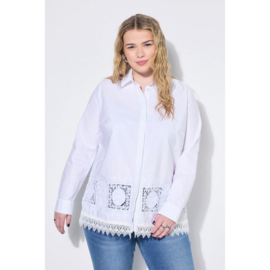 Studio Untold Chemisier Boxy Shape Dentelle Ajourée à la Base  