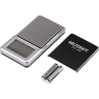 VOLTCRAFT PS-200 Bilancia tascabile Portata max. 200 g Risoluzione 0.01 g a batteria Nero, Argento  