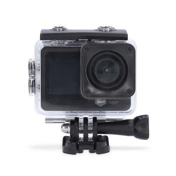 Action-Cam | Dualer Bildschirm | 1080p@30fps | 12 MPixel | Wasserdicht bis: 30,0 m | 70 Minuten | WLAN | App verfügbar für: Android™ / IOS | Halterungen im Lieferumfang enthalten | Schwarz