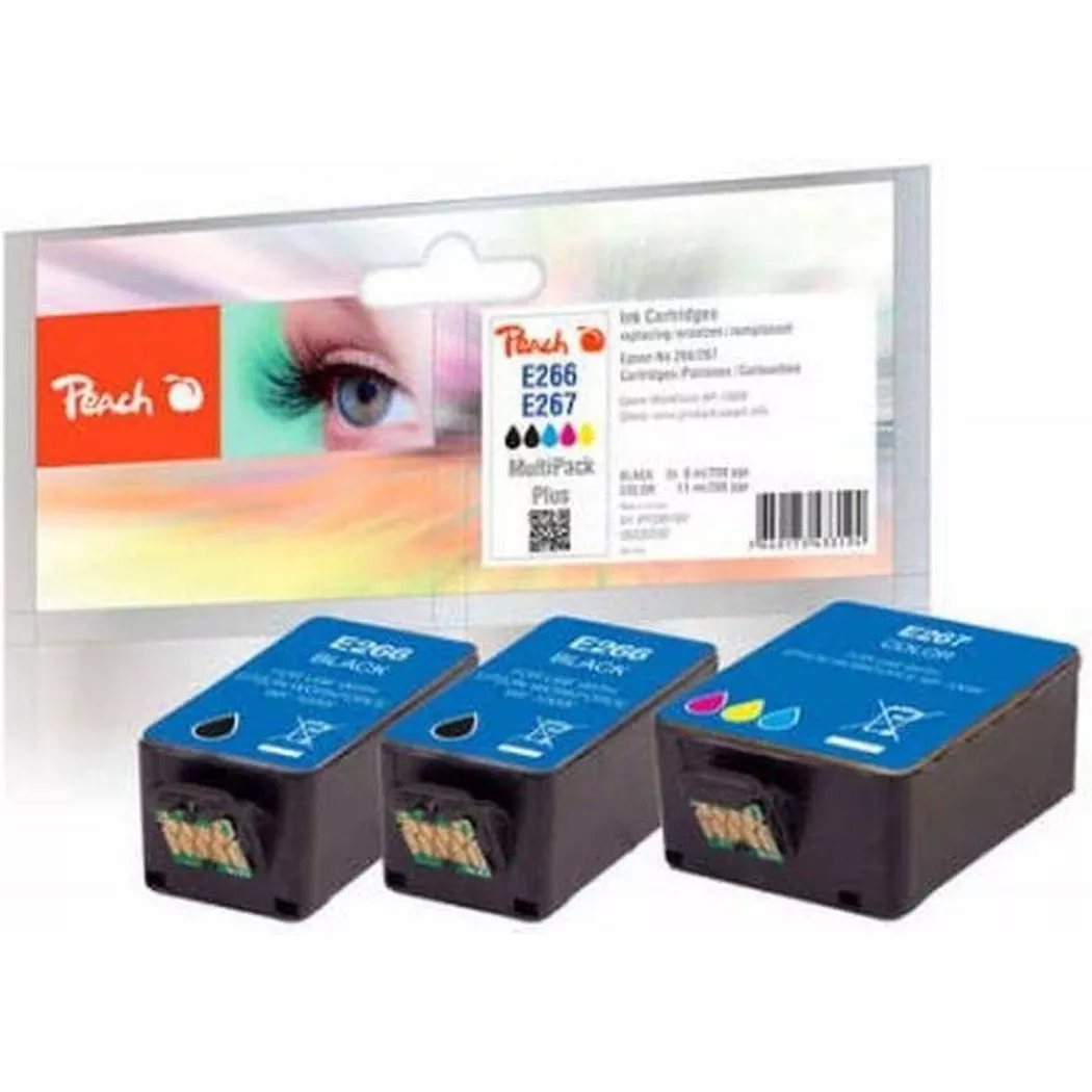Peach PI200-587 cartuccia d'inchiostro 3 pz Nero, Ciano, Magenta, Giallo