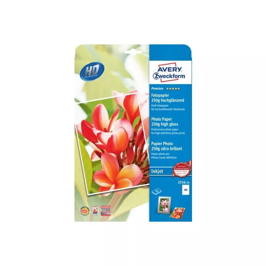 Avery Zweckform - AVERY ZWECKFORM Superior InkJet Photo Paper A4, 20 Blatt, Blanco, 1 Stück