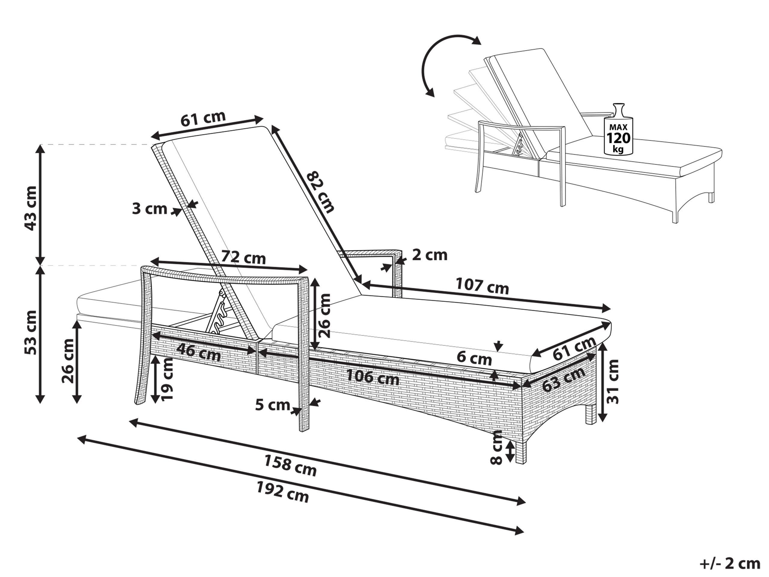 Beliani Transat avec coussin en Polyrotin Traditionnel VASTO  