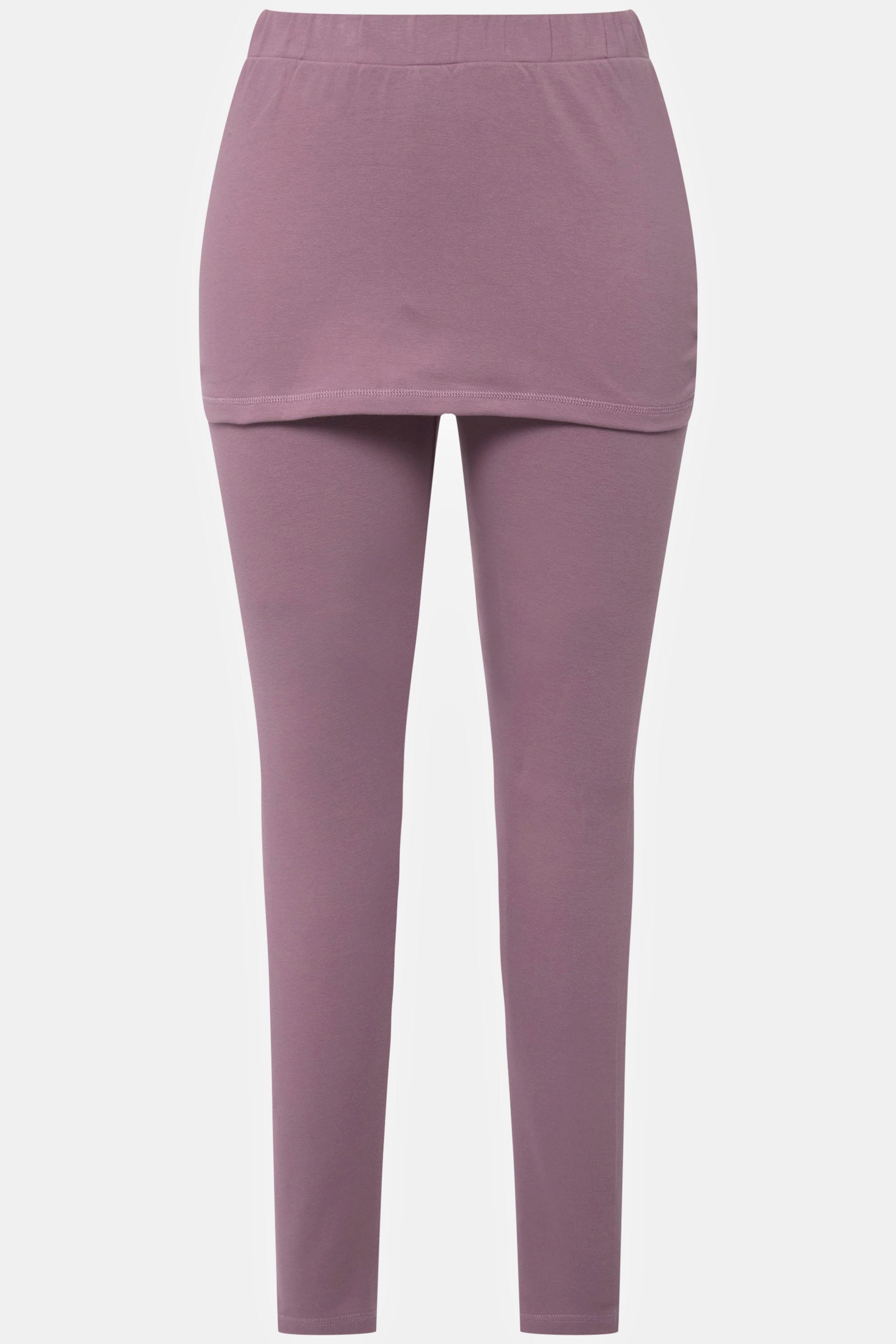 Ulla Popken  Legging de yoga en coton bio, avec jupe. Coupe Slim Fit. 