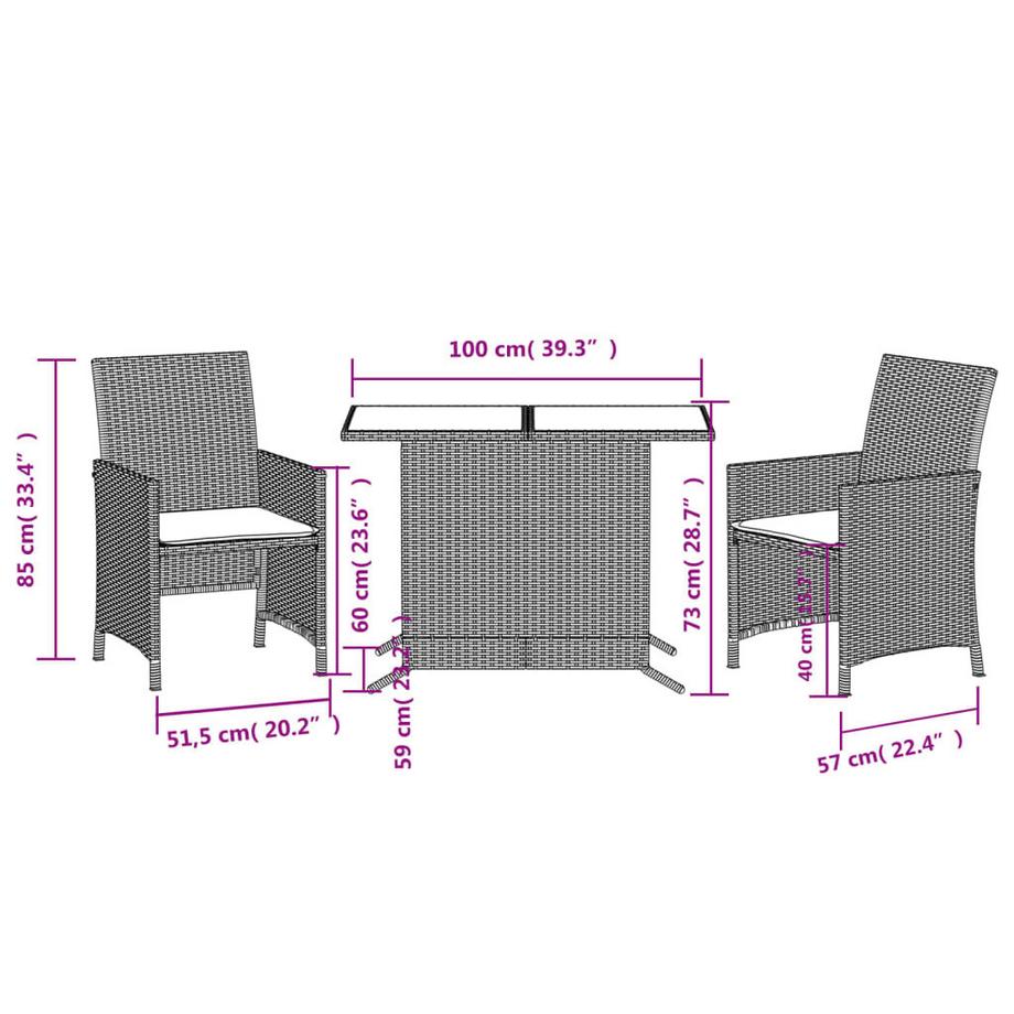 VidaXL set da bistrò Polirattan  