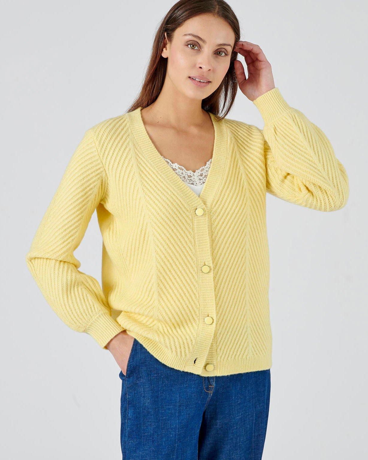 Image of Strickjacke Aus Musterstrick Mit Thermolactyl. Damen Gelb 46-48