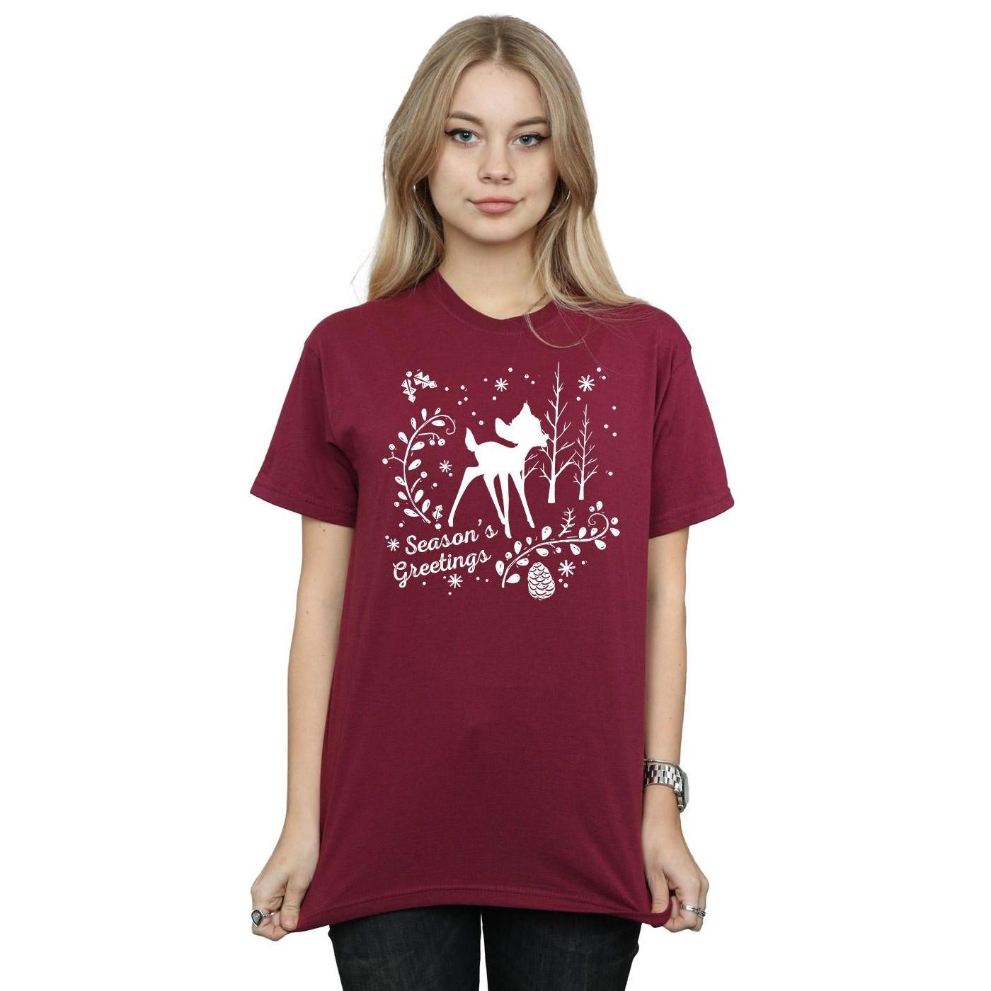 Image of Bambi Christmas Greetings Tshirt Damen Weinrot S