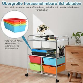 Northix  Rollwagen mit 4 stapelbaren Schubladen & Metallgestell & Ablageflächen Rollcontainer Bunt 