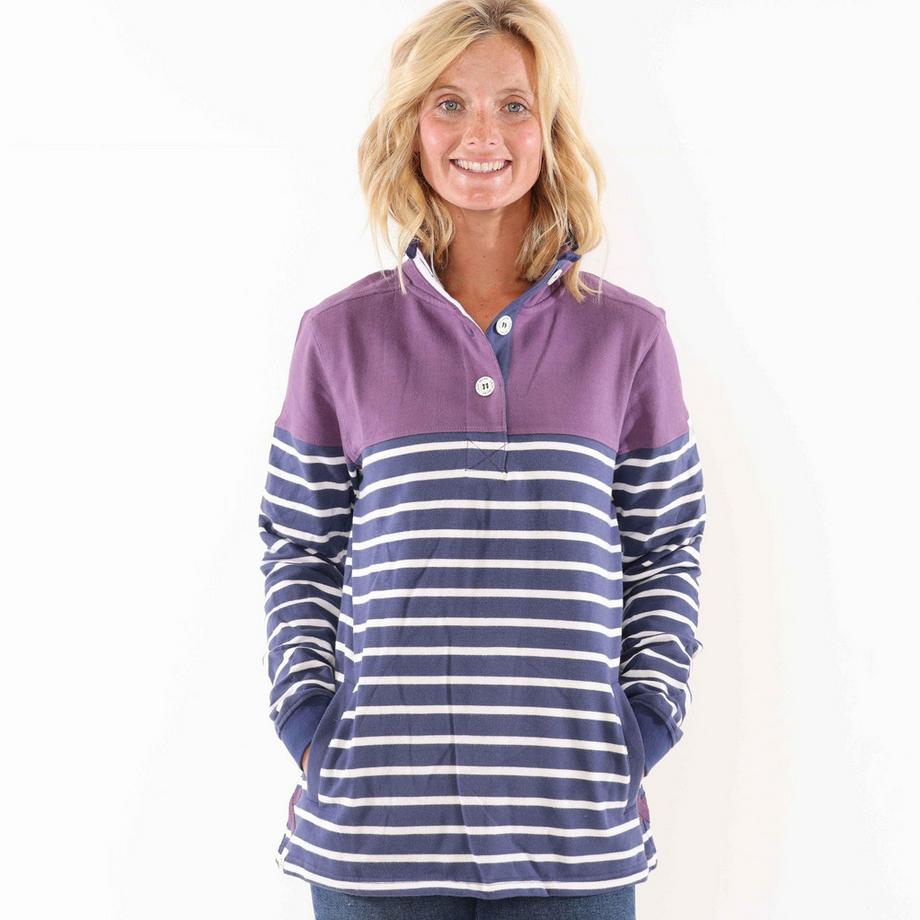 Lazy Jacks Sweatshirt rayé à col boutonné  