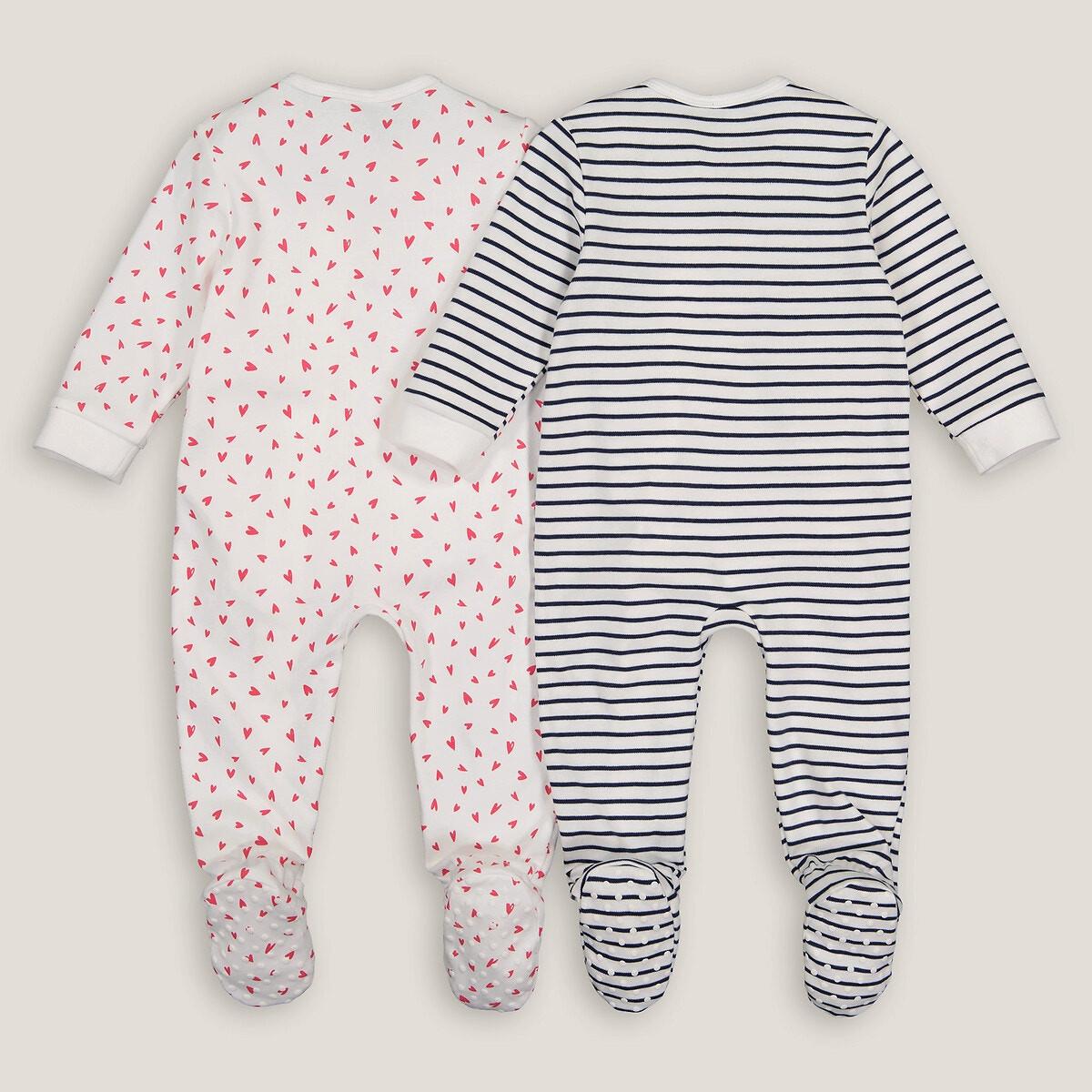 La Redoute Collections  Lot de 2 pyjamas 1 pièce imprimés en coton 