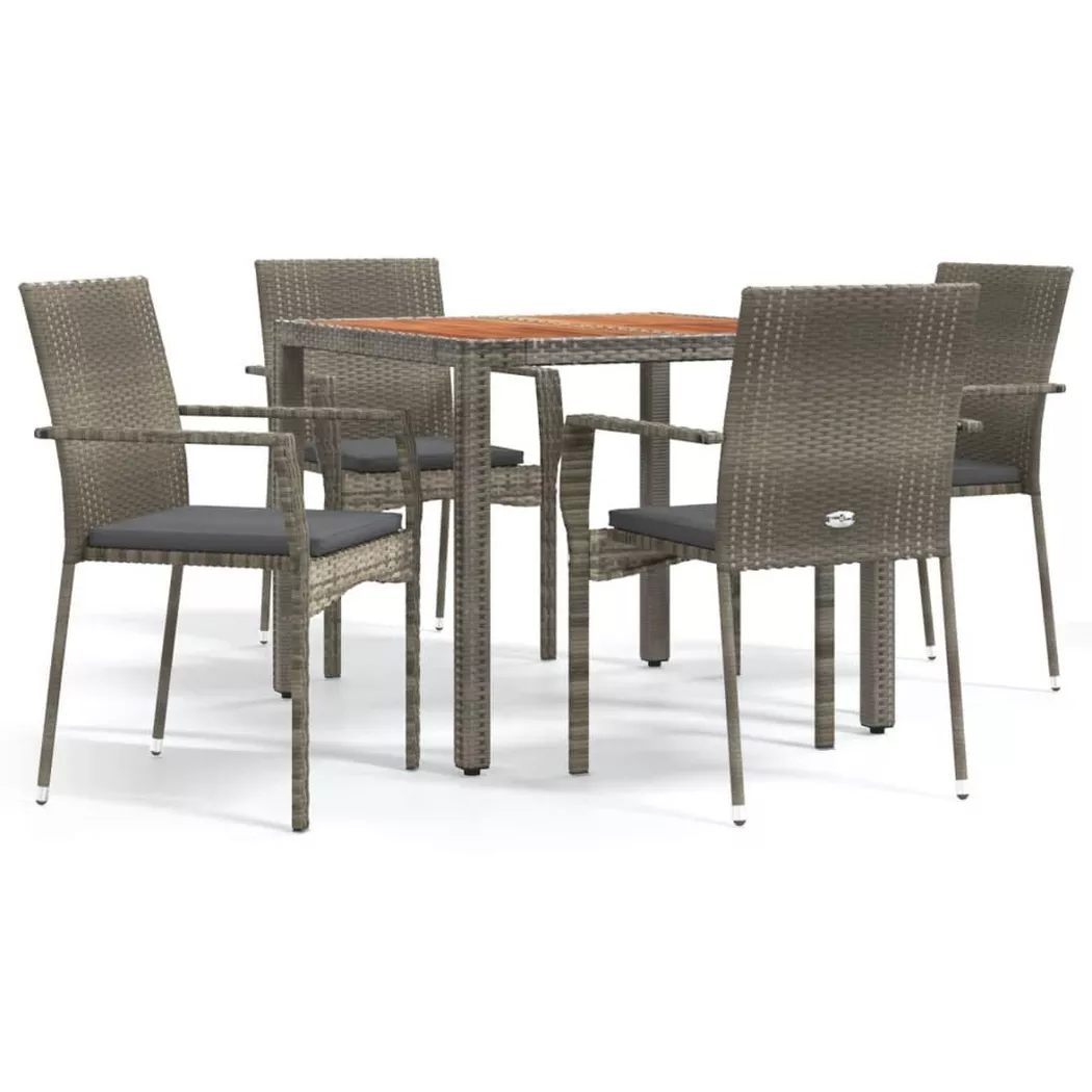 vidaXL Ensemble à manger de jardin 5 pcs coussins gris résine tressée