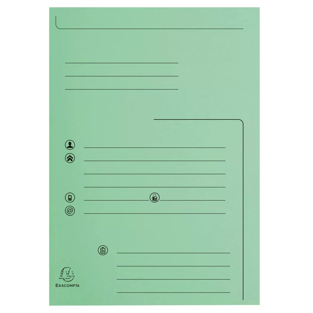 Exacompta - 25er Packung Aktenmappen mit 2 Klappen SUPER 210 Contact - 24x32cm - x 5, A4, Hellgrün