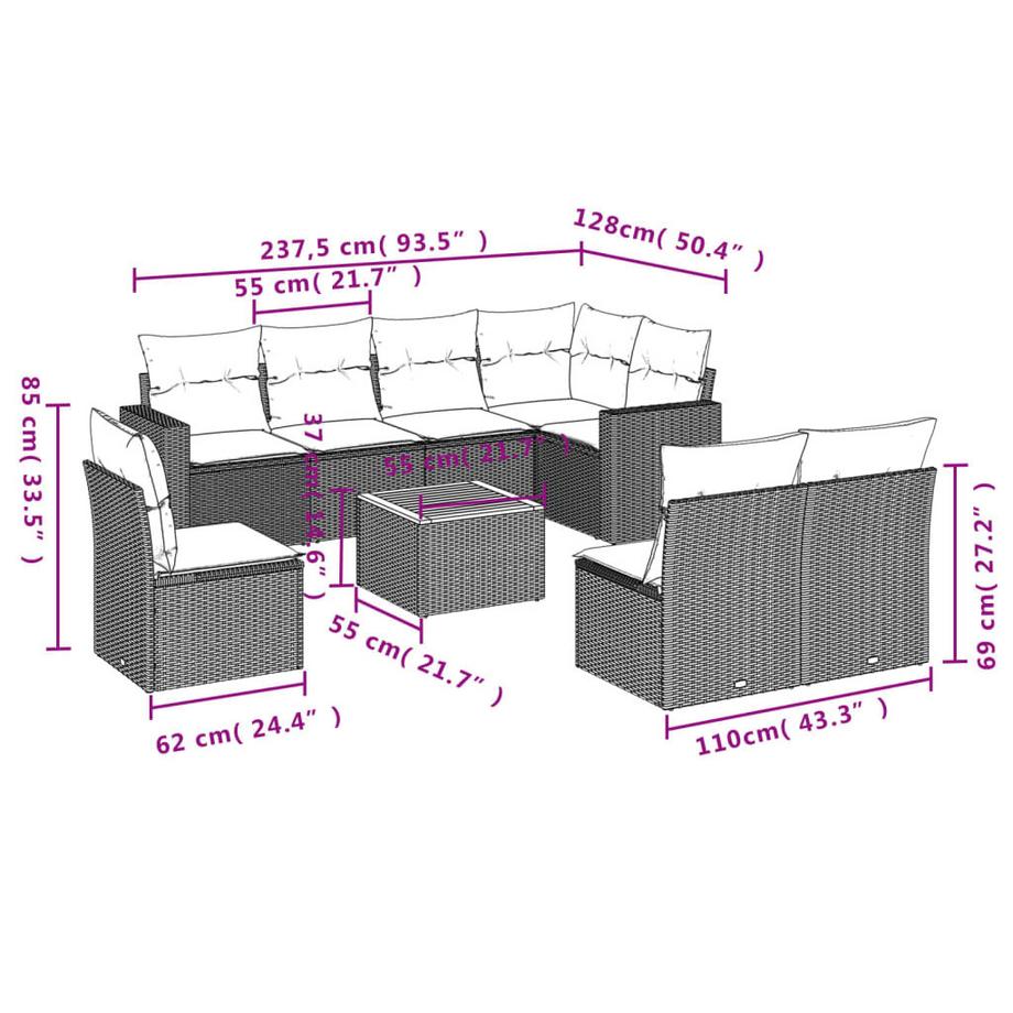 VidaXL Garten sofagarnitur poly-rattan  