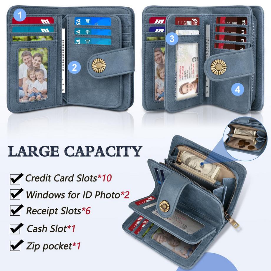 Only-bags.store Portafoglio Vintage Grande Capacità Ecopelle PU  